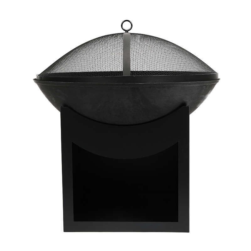 Hot sale garden outdoor mesh lid fire pit backyard cast iron fire bowl with hook fire place