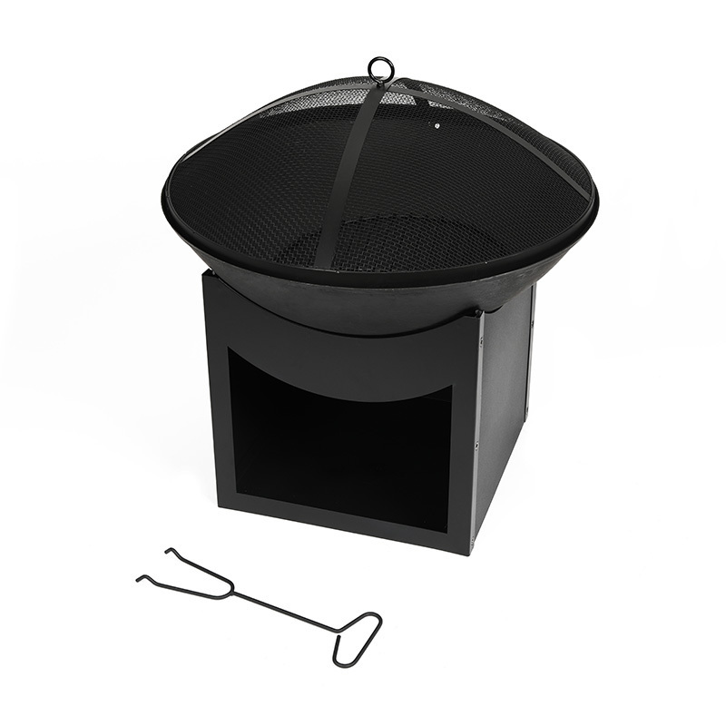 Hot sale garden outdoor mesh lid fire pit backyard cast iron fire bowl with hook fire place