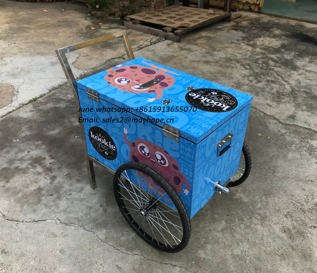 Italian Gelato bike Ice Cream street mobile push Popsicle Showcase Freezers vending cart for outdoor