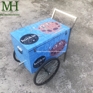 Italian Gelato bike Ice Cream street mobile push Popsicle Showcase Freezers vending cart for outdoor