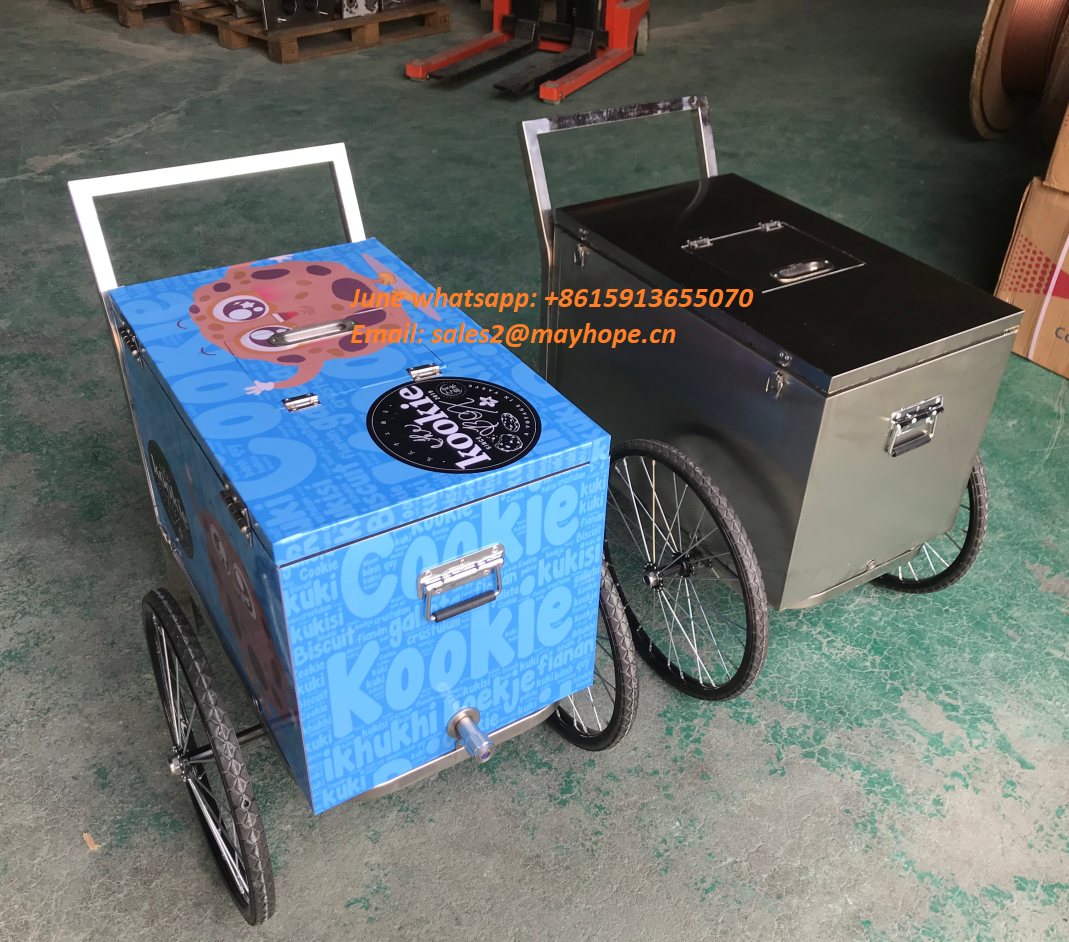 Italian Gelato bike Ice Cream street mobile push Popsicle Showcase Freezers vending cart for outdoor