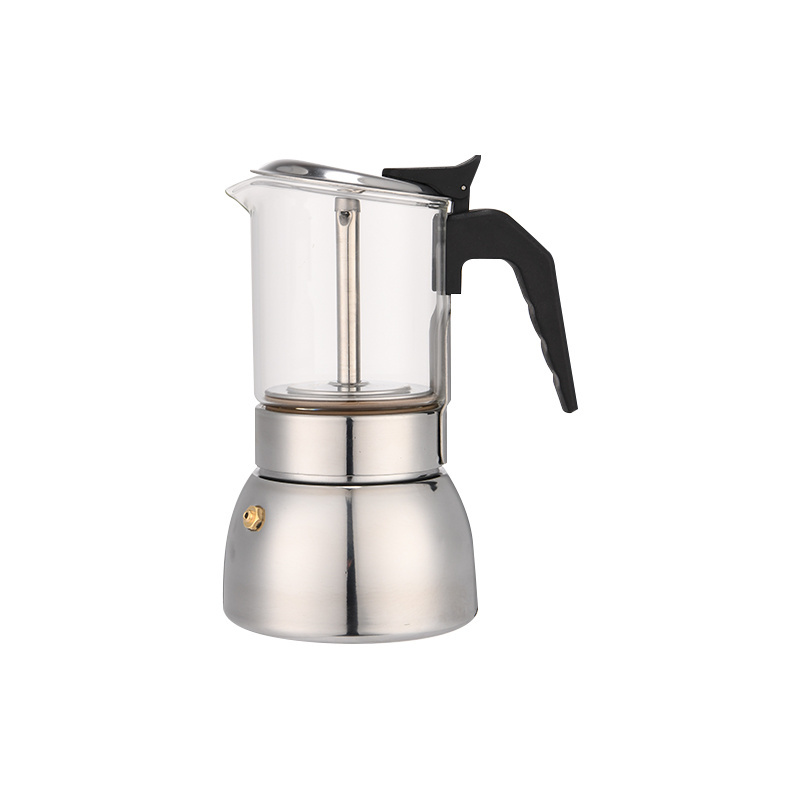 High Quality 4 Cups Espresso Maker High Grade Glass Stainless steal  Italian Coffee moka