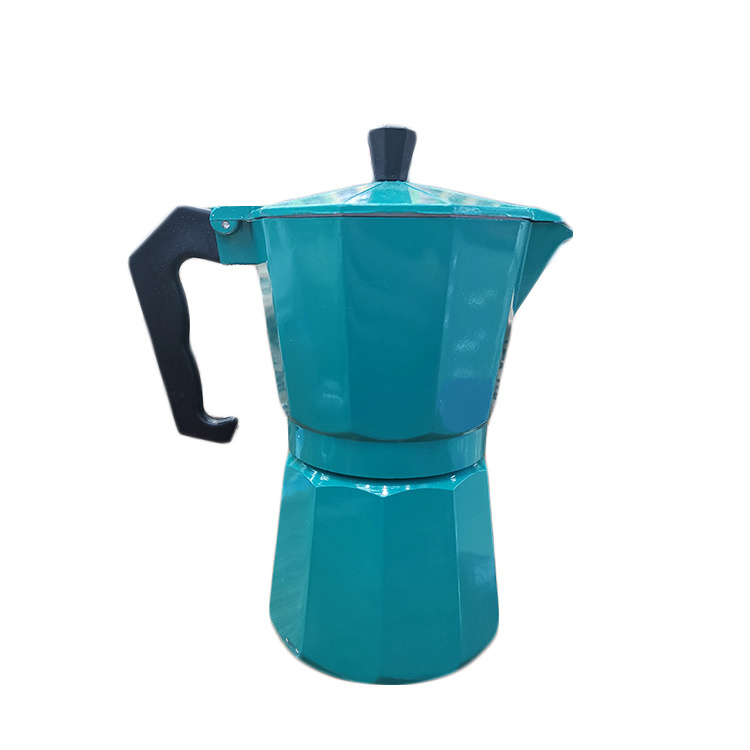 High Quality 3/6/9 Cups Italian Coffee Maker Gas   Bluey-green Coffee Maker for Home/Outdoors