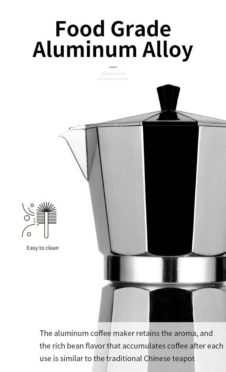 Premium Aluminum Moka Coffee Stovetop Espresso Cup Moka Pot Percolator Pot for Moka Cuban Coffee Cappuccino Latte