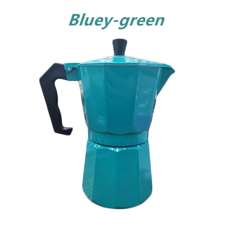 High Quality 3/6/9 Cups Italian Coffee Maker Gas   Bluey-green Coffee Maker for Home/Outdoors