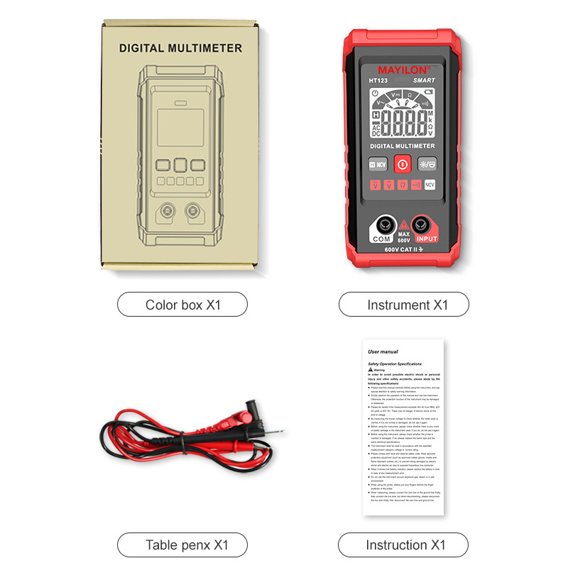 MAYILON Quick Measurement Simple Operation Of Automatic Intelligent Anti - Burning Mini Multimeter Ht123 With The Flashlight