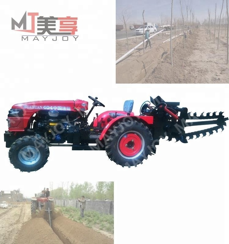 walking trencher matched with small size 4 wheel tractor/ chain trencher/ditching machine(skype:mayjoy46)