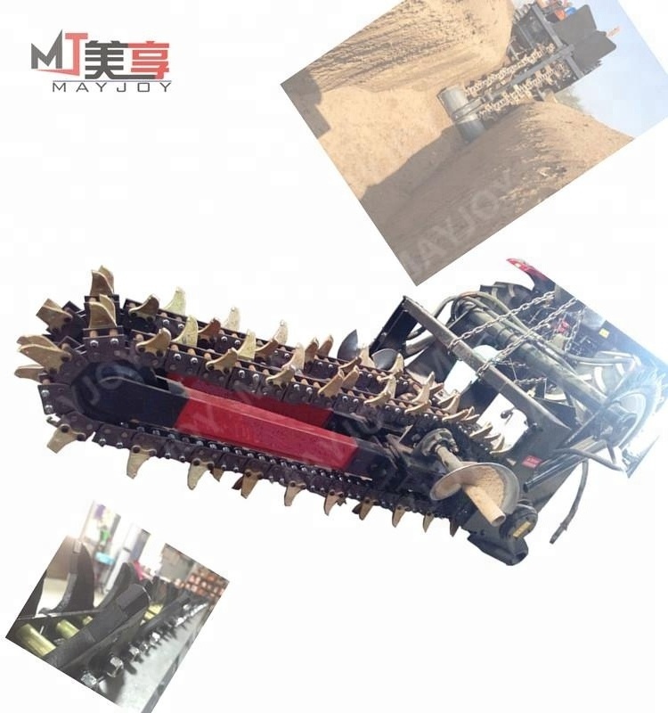 walking trencher matched with small size 4 wheel tractor/ chain trencher/ditching machine(skype:mayjoy46)