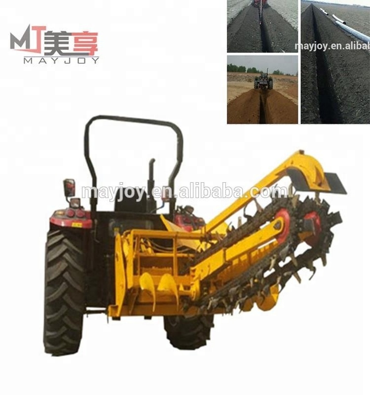 walking trencher matched with small size 4 wheel tractor/ chain trencher/ditching machine(skype:mayjoy46)