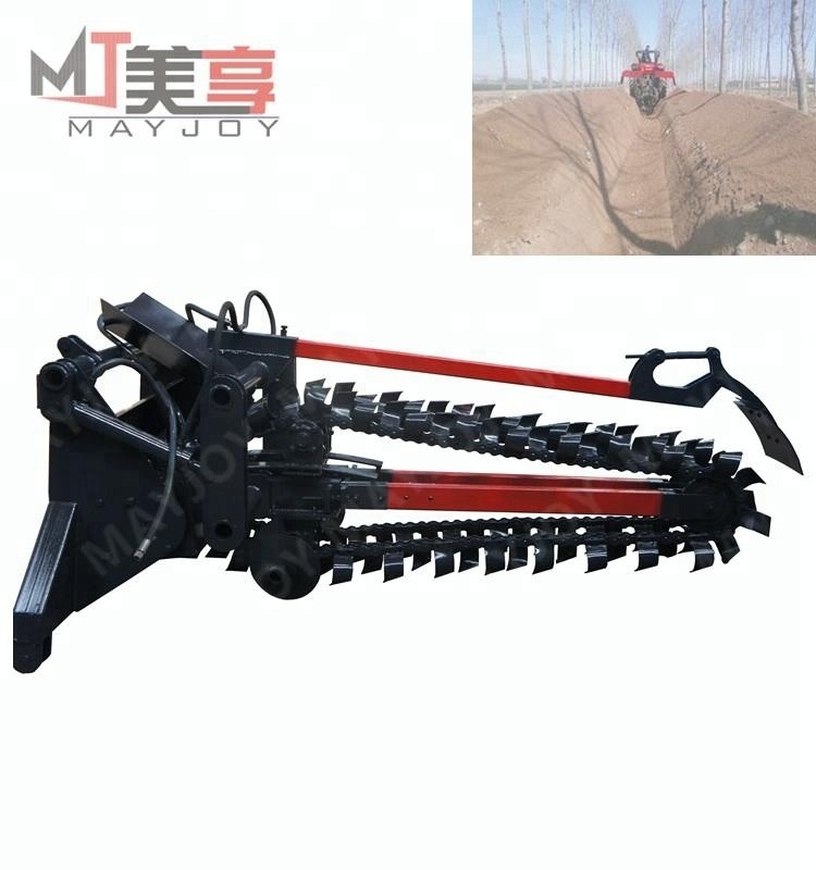 walking trencher matched with small size 4 wheel tractor/ chain trencher/ditching machine(skype:mayjoy46)