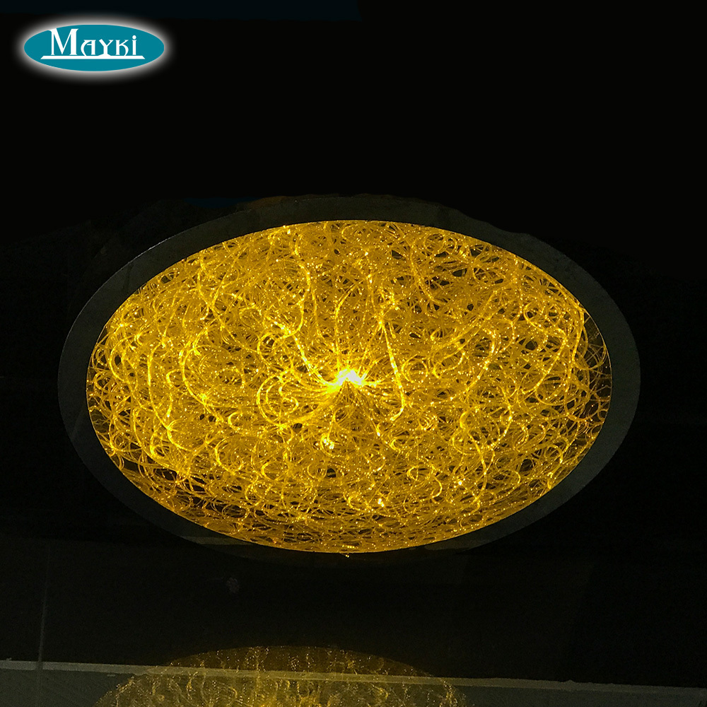 90cm Circle themes top plate led fiber optic ceiling chandelier lamp for branch light flower design