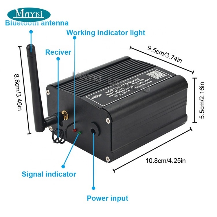 Wall Touch switch control star Fiber Optic light kit with 16W RGBW LED APP for home hotel sauna optic fiber cable light