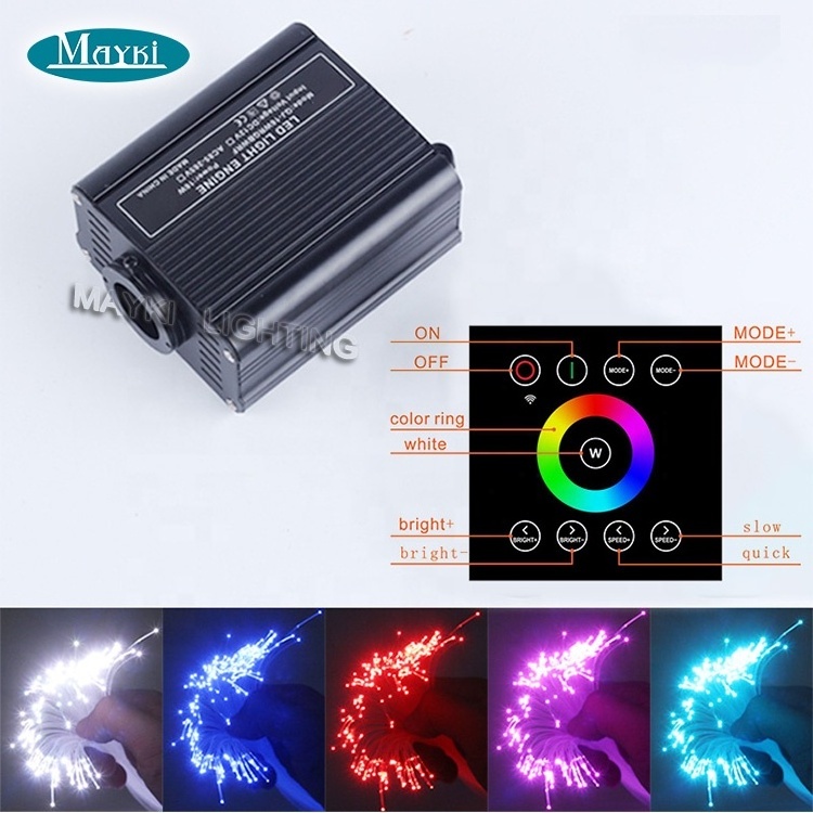 Wall Touch switch control star Fiber Optic light kit with 16W RGBW LED APP for home hotel sauna optic fiber cable light