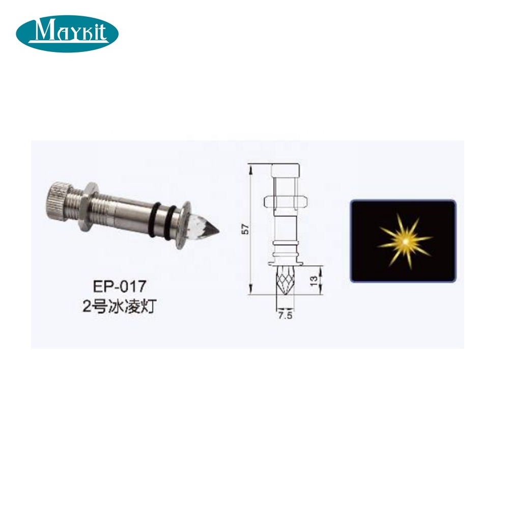 Fiber optic crystal end fittings for star ceiling