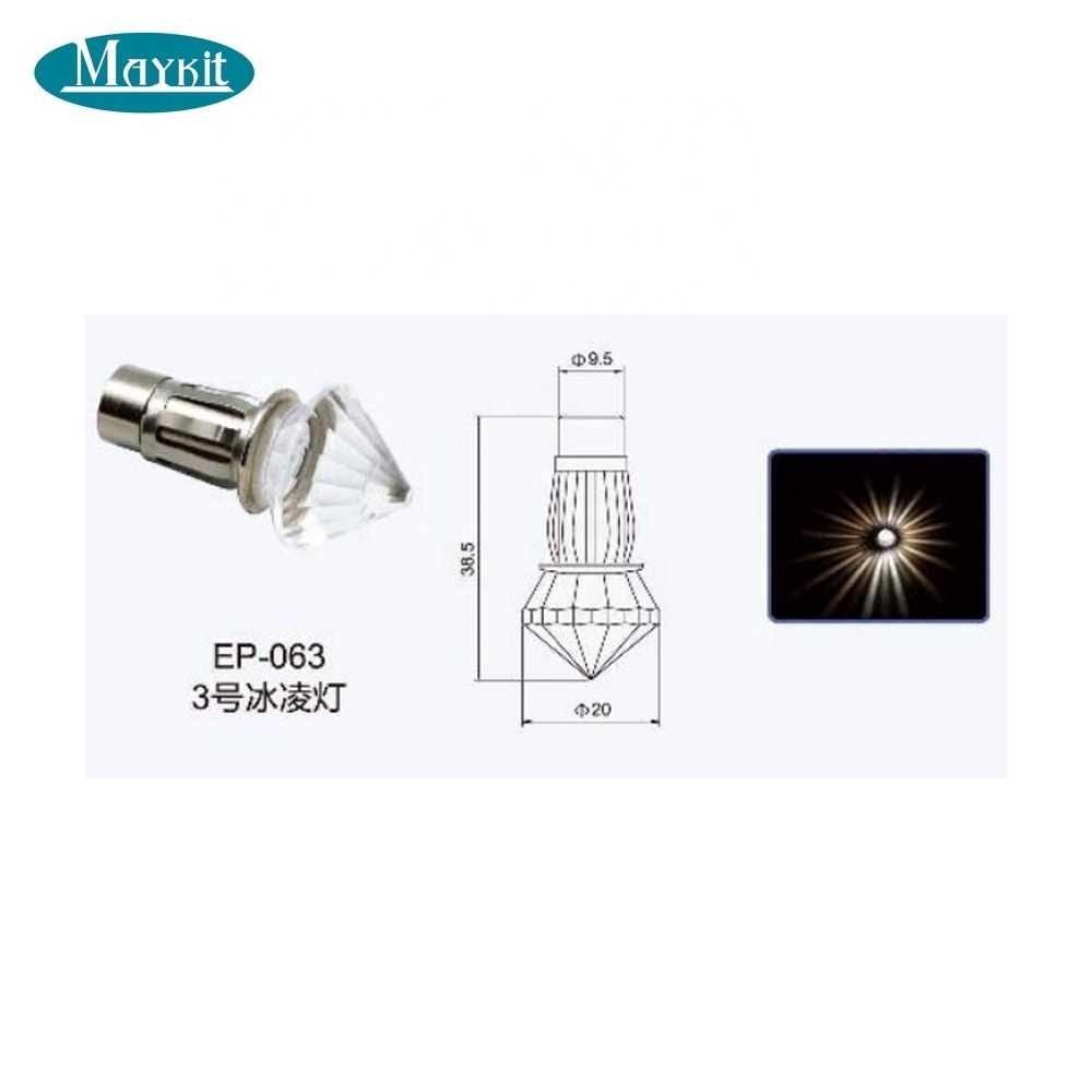 Fiber optic crystal end fittings for star ceiling