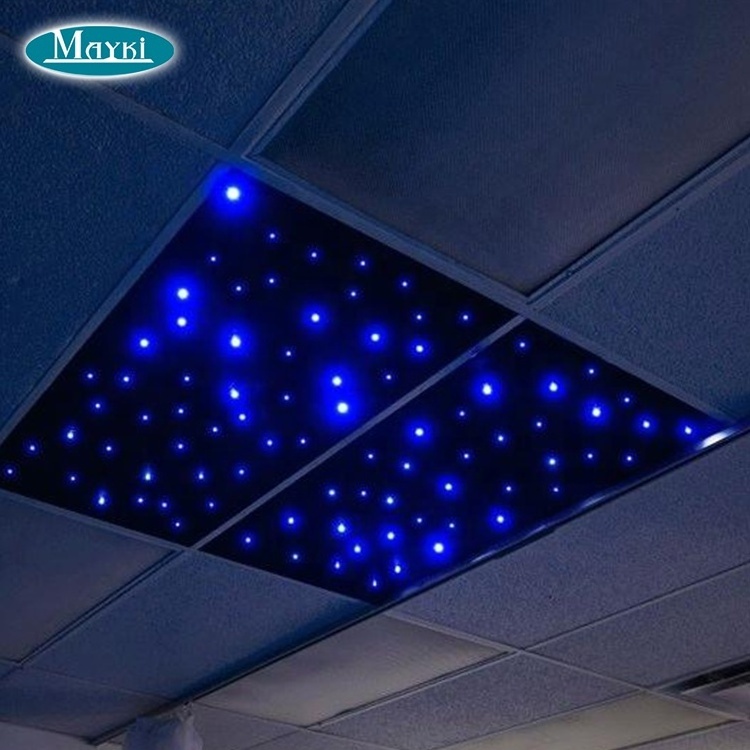 60*60cm acoustic black star ceiling panels fiber already made tiles optic fiber star ceiling light