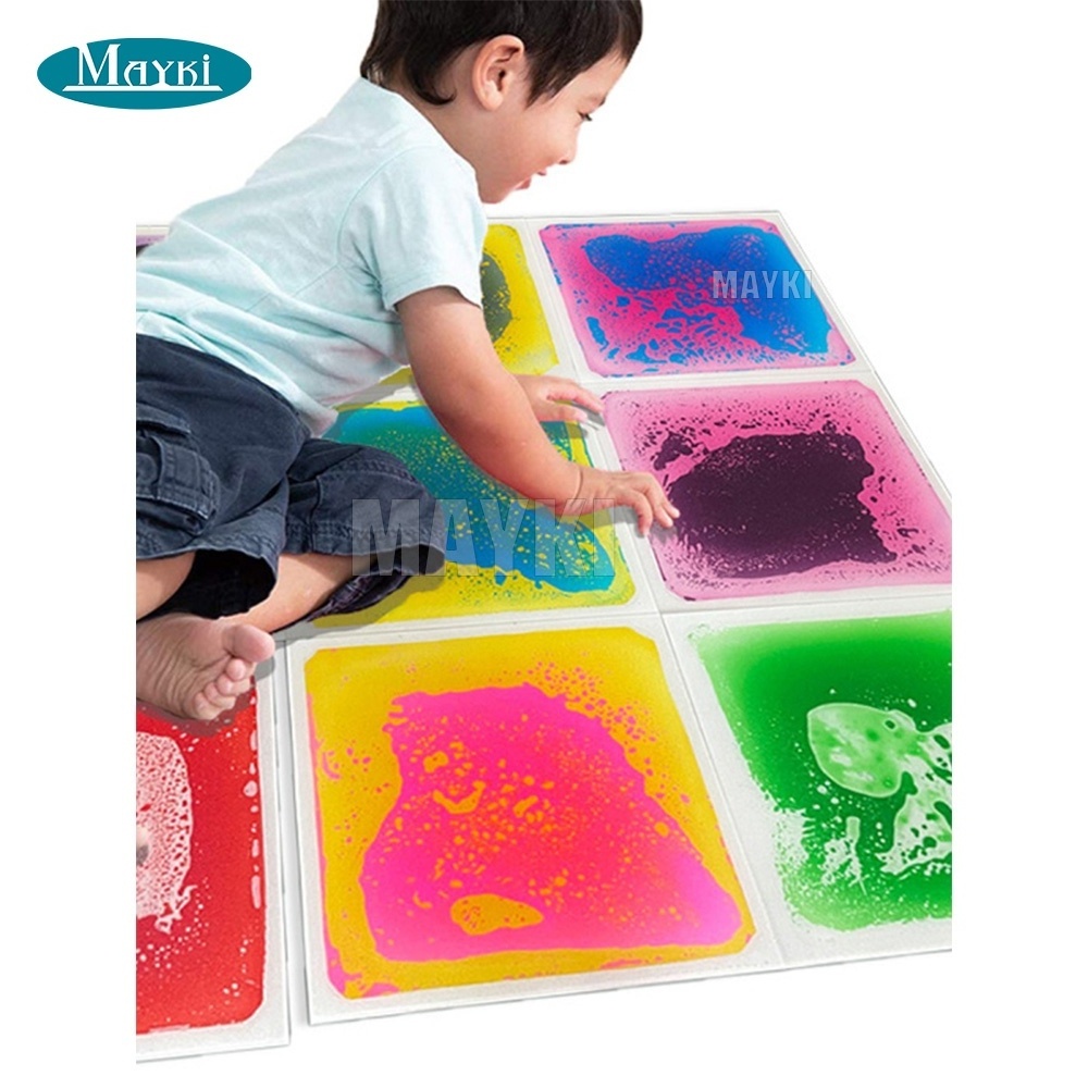 Sensory Equipment Educational Toys Liquid Mat Floor Tiles Set with 8pcs 50*50cm