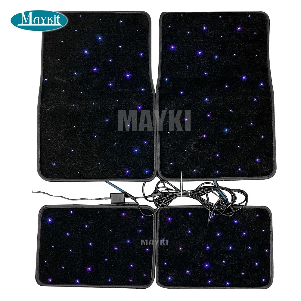 APP controlled colorful fiber optic car starlight mat waterproof DIY Fiber Optic interior Star Carpet Car floor Mat