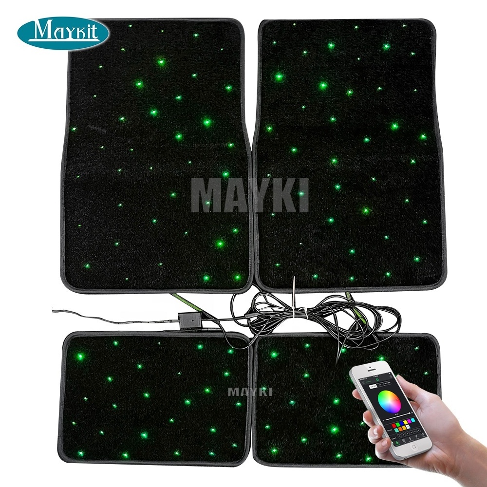 APP controlled colorful fiber optic car starlight mat waterproof DIY Fiber Optic interior Star Carpet Car floor Mat