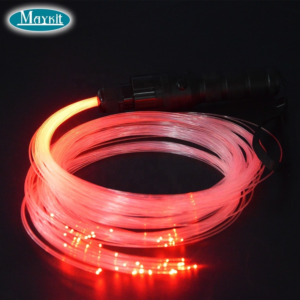 High Quality Battery Operated LED Fiber Optic Whip Light with End Glow Flashing Effect for Dance