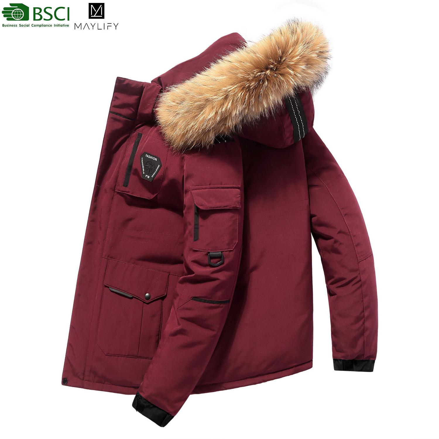 Custom Cashmere 300G Winter Thick Collar Casual White Duck Down Bubble Jackets With Fur Down Coats Men Puffer Jacket