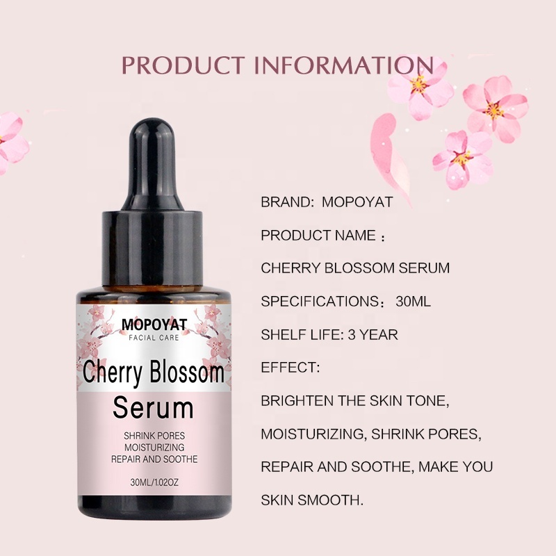 MOPOYAT Wholesale Sakura Face Serum Moisturizing Skin Shining with Hyaluronic Acid Serum for Shrinking Pores Tightening Skin