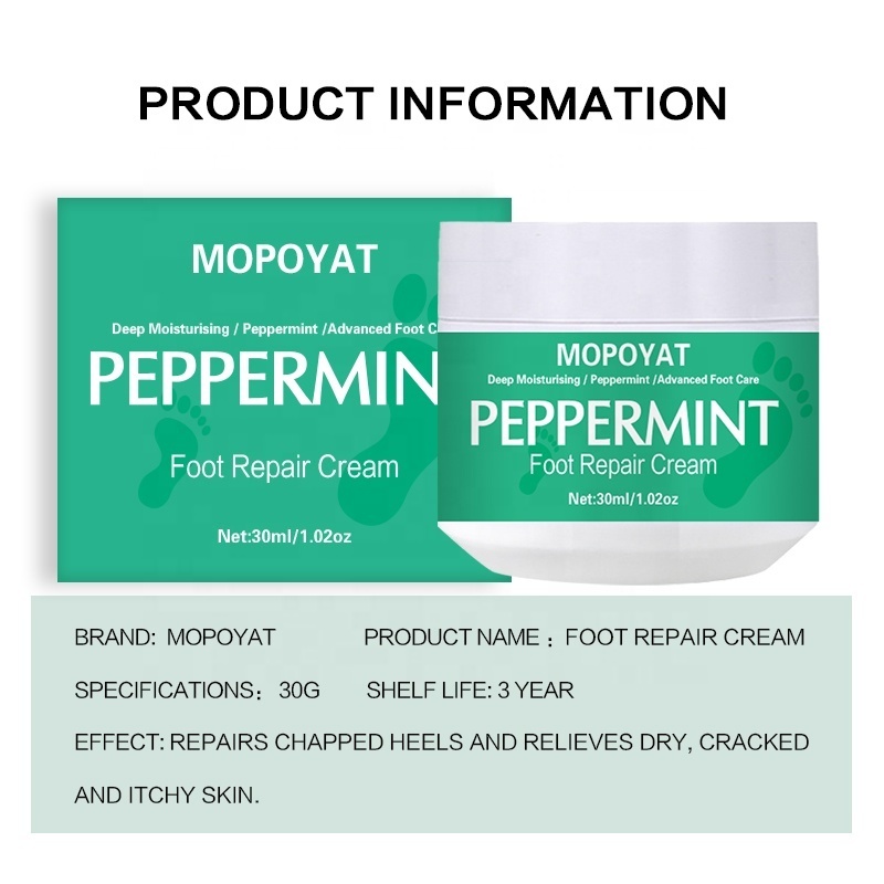 MOPOYAT Peppermint Foot Cream for Dry Cracked Heels Feet Knees Elbows Hands, Foot Dead Skin Cuticle Callus