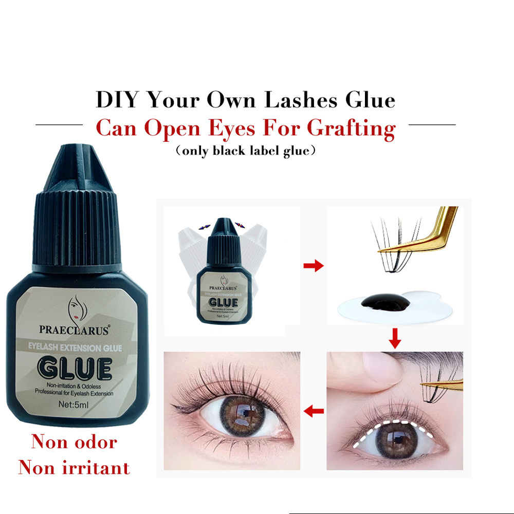 Waterproof Eyelash Extension Glue Custom Lash Glue for Eyelash Extension Black Formaldehyde Free Eyelash Glue Ultra Hold System