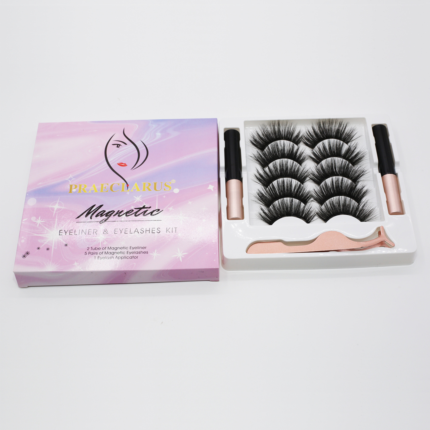 Free Sample 3D Magnet False Eyelash Magnetic Eyelash Set Mink Magnetic-eyelashes No Glue