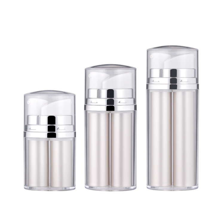 Recycled cosmetic packaging dual chamber acrylic airless bottle