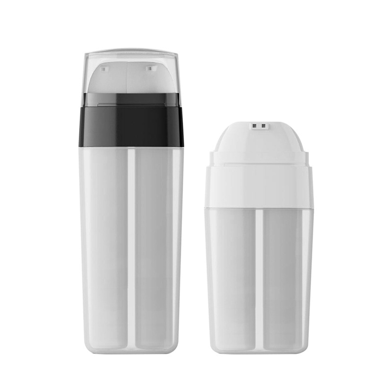 15ml 20ml 30ml 40ml  Empty double tube dual chamber multi chamber 2 In 1 bottle plastic cosmetic airless lotion pump bottles