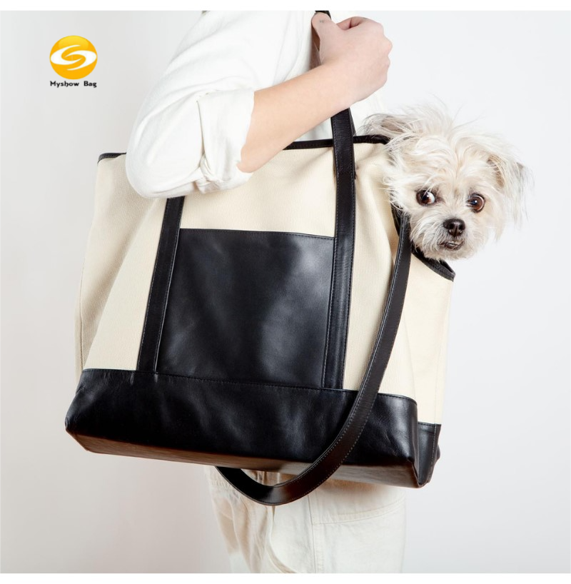 Canvas leather Pet Purse Dog cat Carrier Travel Tote Bag Soft-Sided Carriers for Subway/Walking/Hiking