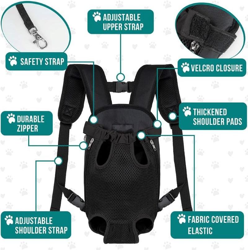 Pet Backpack Adjustable Dog Cat Front Carrier Ventilated Chest Carrier Hiking Camping Travel Sling bag