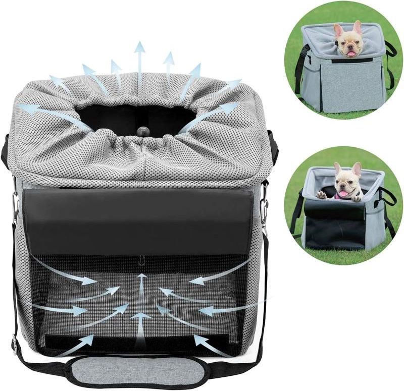 Soft-Sided Ventilated Carrier Backpack Dog Pet Bicycle Basket for Bike Handlebar Small Medium