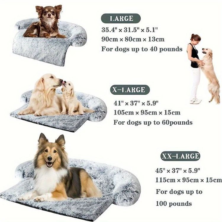 Leisure Waterproof Plush Dog Couch Bed for Large Dogs Sofa Removable Washable Pet Mat Cover