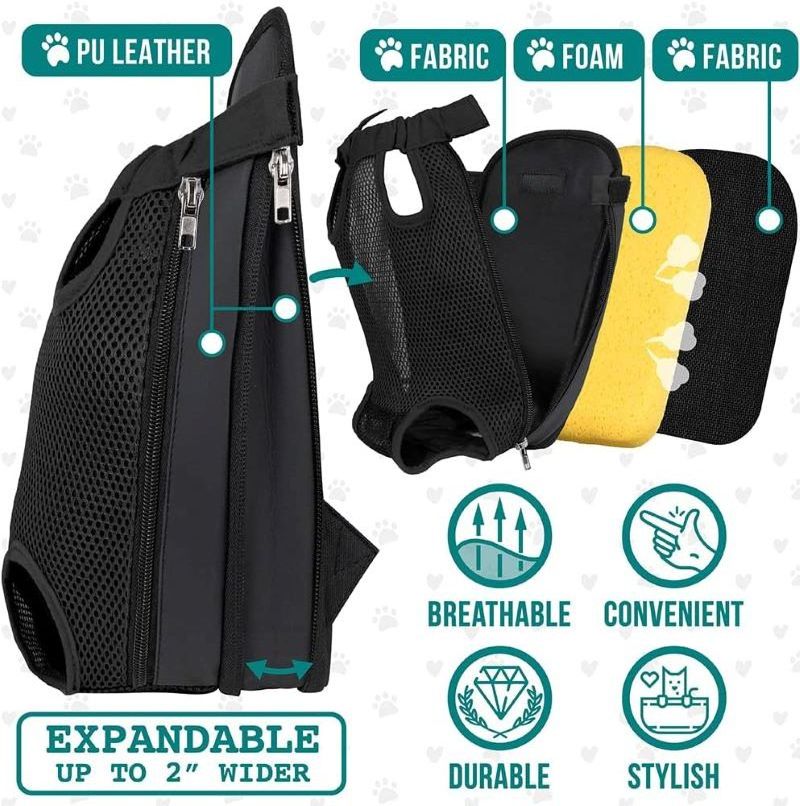 Pet Backpack Adjustable Dog Cat Front Carrier Ventilated Chest Carrier Hiking Camping Travel Sling bag