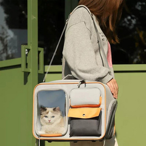 Canvas Cat Carrier Backpack Transparent Pet bag Backpack for Small Puppy and Bunny