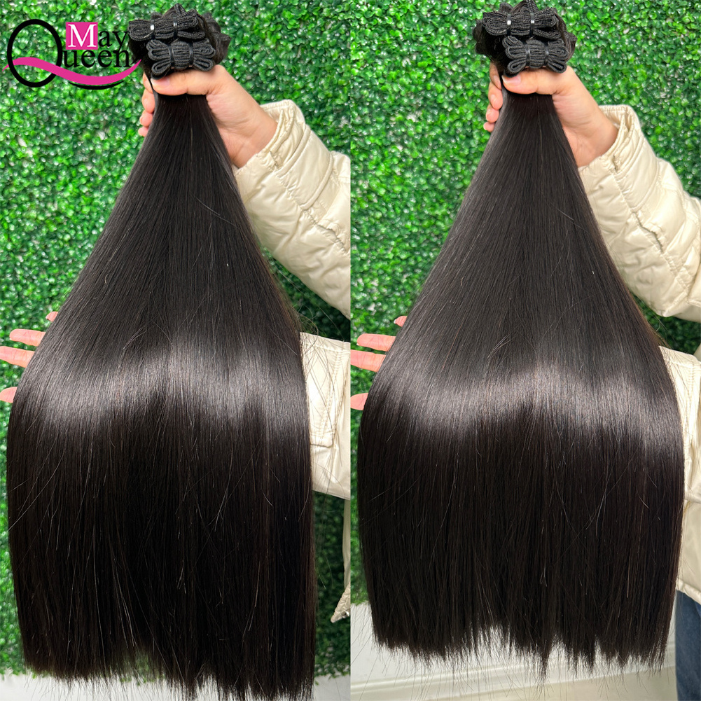 Unprocessed Vietnam Virgin Cuticle Intact Hair Bundle Vendors Bulk Double Drawn Weft Raw Indian Temple Human Hair Extensions