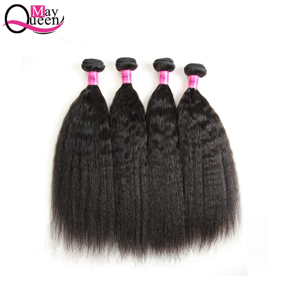 Human Hair Bundles Remy Human Hair Weave 100% Raw Virgin Remy Yaki Kinky Straight Brazilian Hair May Queen 10-26inch