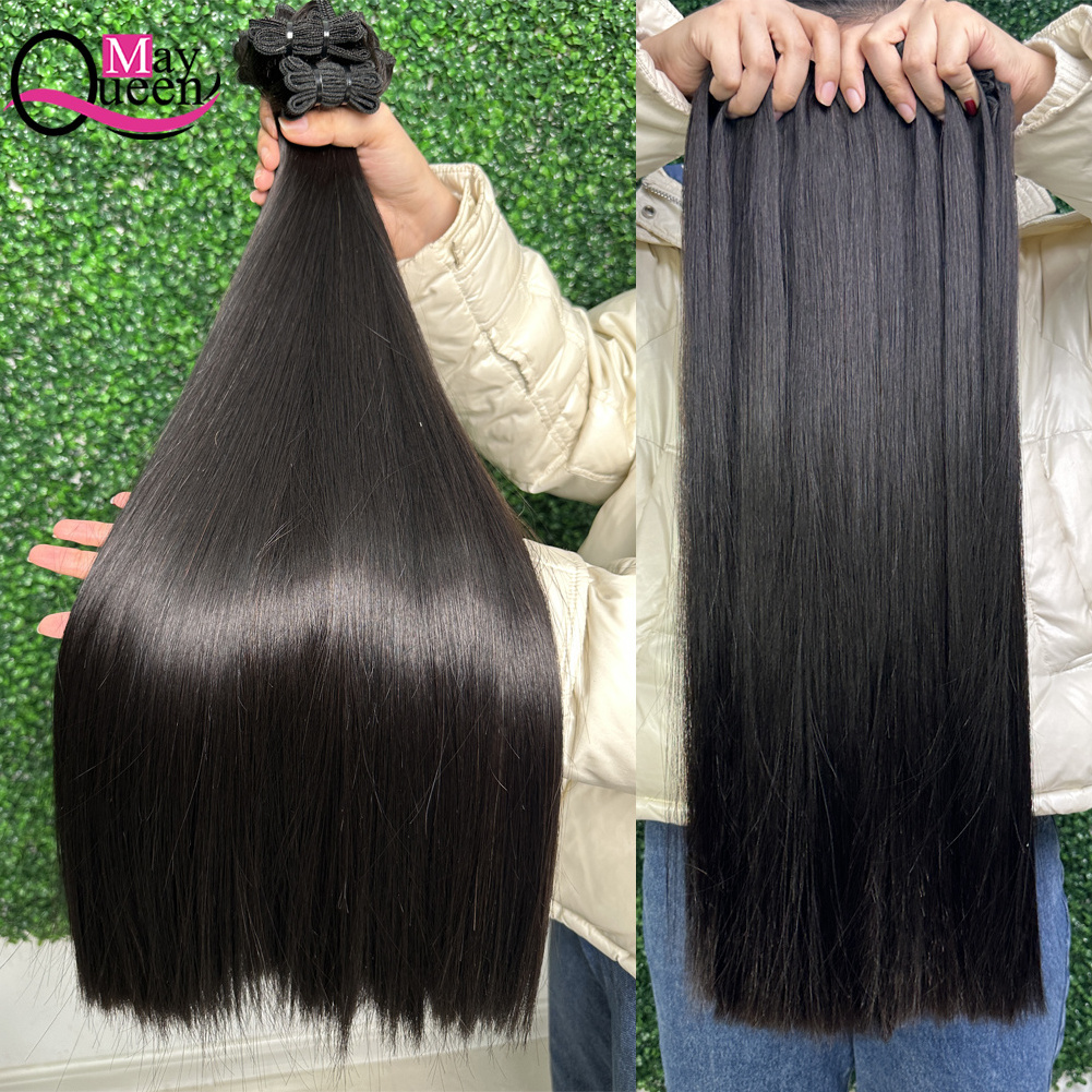 Unprocessed Vietnam Virgin Cuticle Intact Hair Bundle Vendors Bulk Double Drawn Weft Raw Indian Temple Human Hair Extensions