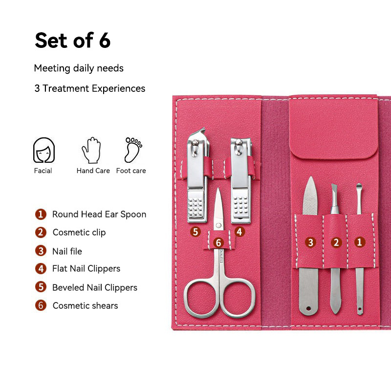 Nail Clippers Kit Stainless Steel Pedicure Grooming Set Full Function Nail Care Tools Manicure Set with Leather