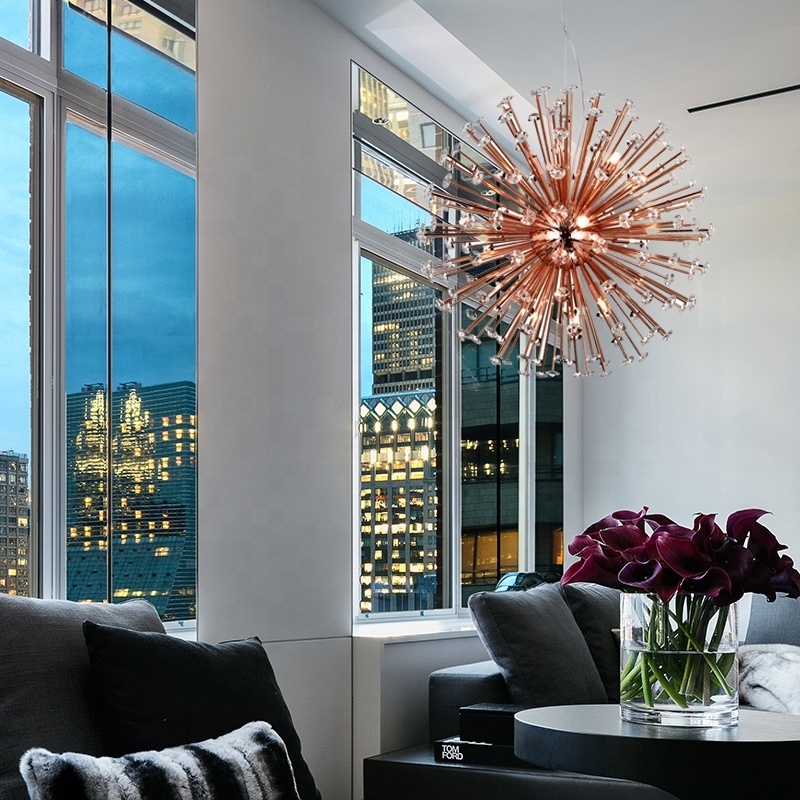 Rose Gold Sputnik Chandelier With Crystal