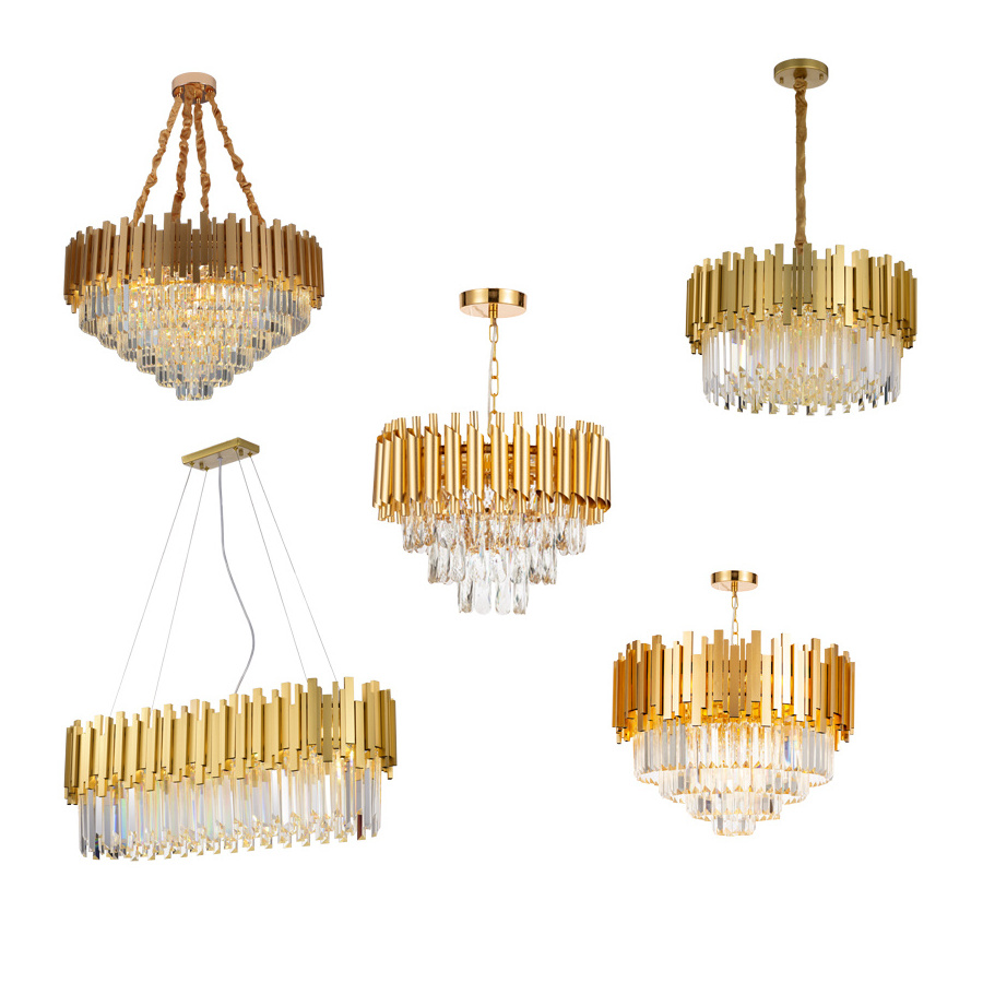 Modern Style Living Room Large Gold Wedding Decor Light Hanging pendent light Luxury Chandelier Crystal Pendant Lights Lamp