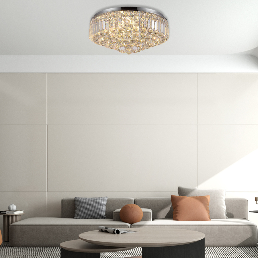 Hotel Luxury Chandelier Modern Led Ceiling Panel Lights Hanging Living Room Fancy Semi-flush Crystal Aluminum Transparent 80 EPR