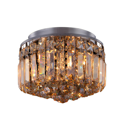 Modern Champagne Gold Crystal Raindrop Lights Round Crystal Ceiling Lamp for Living Room K9 Ceiling Light