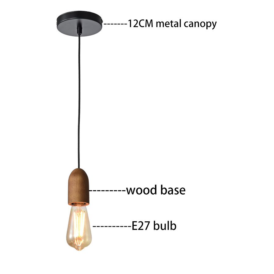 Modern Rustic Style Mini Pendant Light Lamp Cafe Dining Room Decor Light Wooden E27 Bulb Small Hanging Lamp Chandelier