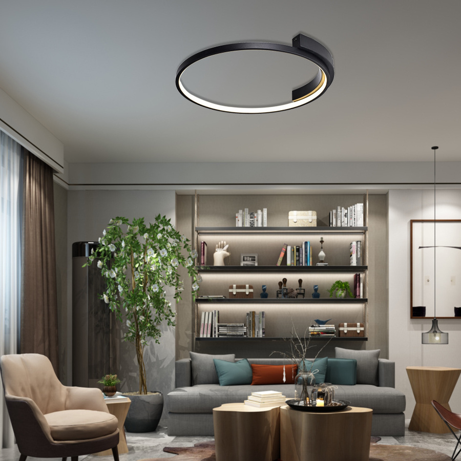 Modern Led Ceiling Lamp Gold Black Round Surface LED Flush Mount Ceiling Lights Chandelier