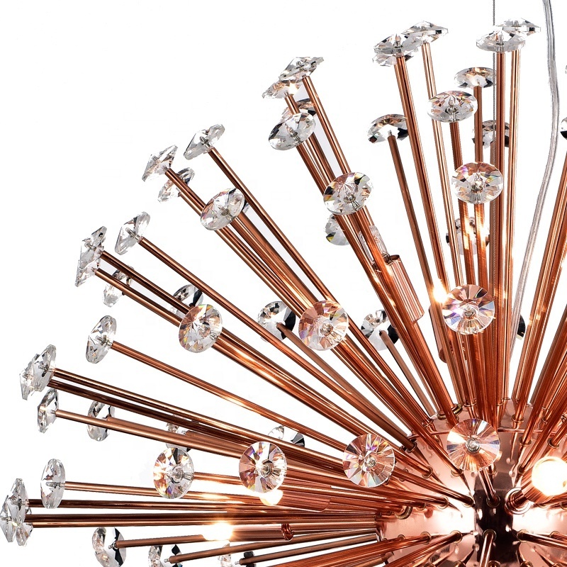 Rose Gold Sputnik Chandelier With Crystal