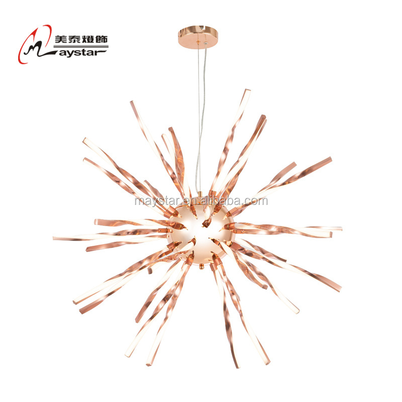 Modern Decoration Light Hotel Bedroom Living Room Crystal Luxury LED Rose Gold Plated  Sputnik Chandelier