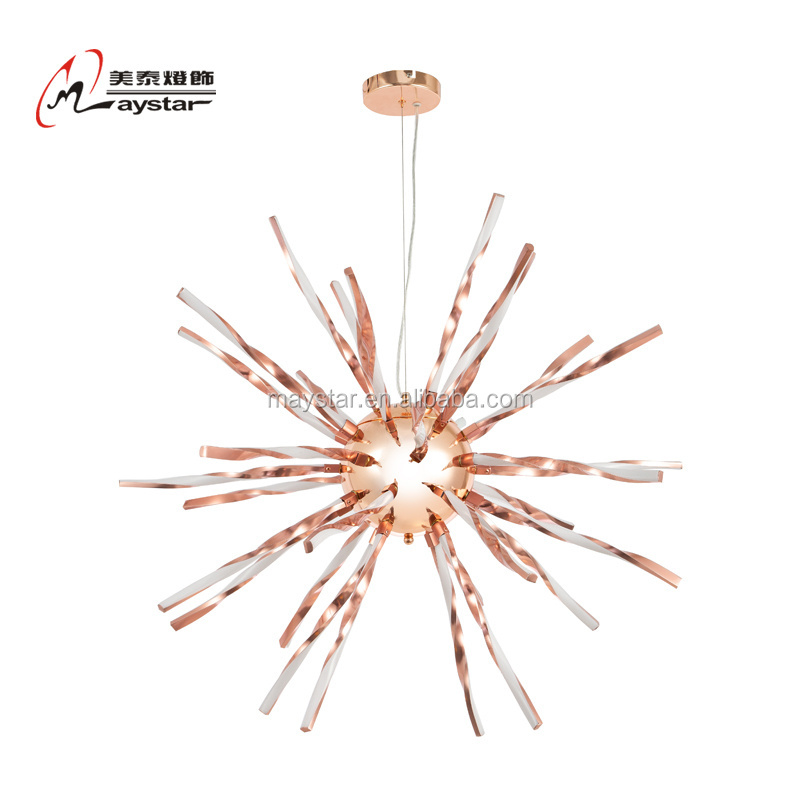 Modern Decoration Light Hotel Bedroom Living Room Crystal Luxury LED Rose Gold Plated  Sputnik Chandelier